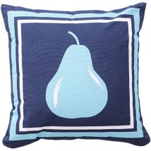 Benetton - Cojín De 40x40 Cm Fruits Be, 100% Algodón Azúl Oscuro Con Pera Azúl Claro - Azul