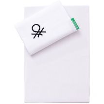 Parure de Draps Simple 3 Pièces : Drap Plat + Drap Housse + 1 Taie d'Oreiller 45x115 cm, Blanc - 100% coton - Blanc - Benetton