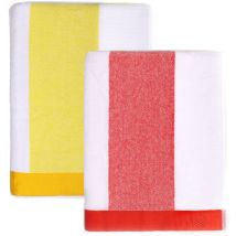Set di 2 asciugamani da spiaggia 90 x 160 cm, 450 gsm Terry, 100 percentcotone, casa Beneton, giallo + rosso, 90 x 160 c/u - Benetton
