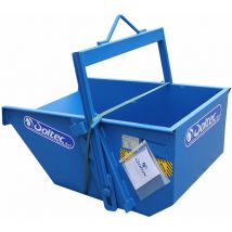 Soltec Srl - Benna a Scarico Automatico capacità 600 Litri, Vasca Autoribaltante con Sistema Automatico in Ferro Verniciato Blu