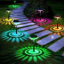 Lot De 4 Lampes Solaires Lumineuses Pour Allée, Changement De Couleur/lumières Solaires D'Extérieur À Led Blanc Chaud, Lampadaires Solaires Étanches 