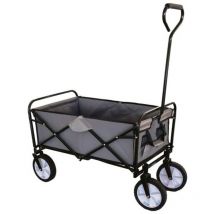 Benson - Outdoor Faltbarer Bollerwagen – Ideal für Urlaub oder Strandbesuche, Belastbar bis 80 kg, Stahlkonstruktion, Graue Polyester-Bespannung,