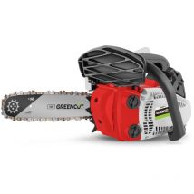 Greencut - Benzin-Kettensäge 28cc 1.77 ps, 2-Takt Verbrennungsmotor, 10' Sägeblatt, für Baumschnitt, Schnittlänge 25,4 cm, ergonomischer Führungsholm