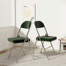 Bequemer Klappstuhl, 2er-Set Klappstühle für drinnen und draußen, weiches PU-Leder und Stahlrahmen für Garten und Camping – Grün 46 x 41 x 80,3 cm