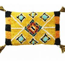 Thedecofactory - berbere color - Coussin 100 % coton esprit berbère jaune 30x50