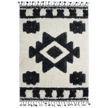 Thedecofactory - berbère tribal triangles - Tapis à reliefs triangles crème et gris 160x230