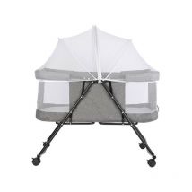 Haloyo - Berceau Bébé Pliable Lit Bébé Portable de Voyage avec Ciel Moustiquaire et Sac de Transport de Gris 106 x 92 x 55CM