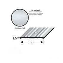 Bergangsprofil 'Deventer' / Übergangsschiene, 38 mm, Typ: 440 (Edelstahl matt mit profilierter Riffelung)-1000-gebohrt