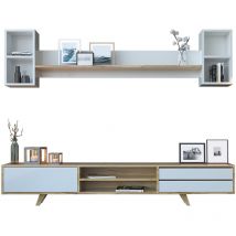 Evuhome - farso tv Entertainment Cabinet / Shelving / Oak, White