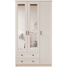 Evuhome - juliet 3 Door 2 Drawer Mirrored White Wardrobe