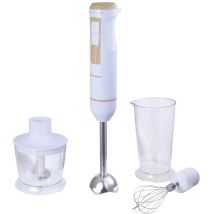 Bergner - Frullatore ad immersione 800 w con misurino, con trituratore Bianco, Legno