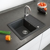 Bergstroem - Spülbecken , Schwarz, 57.5 x 46 cm mit Trockenplatz, Bergström