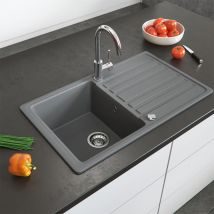 Spülbecken , Grau, 76.5 x 46 cm mit Trockenplatz, Bergström