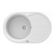 Spülbecken , Weiß, 78 x 50 cm Rund mit Trockenplatz, Bergström