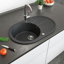 Bergstroem - Lavello , Nero, 78 x 50 cm Rotondo con posto per asciugare, Bergström