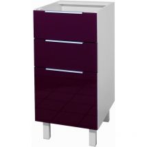 Berlenus CT4BA - Mobile da Cucina Basso, 3 cassetti, 40 cm, Colore: Viola Lucido