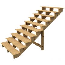 Berlin Escalier extérieur bois 10 marches h 173cm L-140cm - sans contre marche