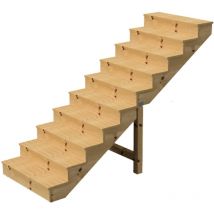 Berlin Escalier extérieur bois 10 marches H 173cm L-80cm - avec contre marche