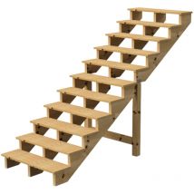 Vinuovo - Berlin Escalier extérieur bois 11 marches h 190cm L-140cm - sans contre marche