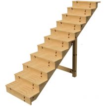 Vinuovo - Berlin Escalier extérieur bois 11 marches h 190cm L-80cm - avec contre marche