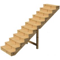 Berlin Escalier extérieur bois 12 marches h 207cm L-160cm - avec contre marche
