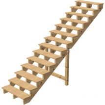 Vinuovo - Berlin Escalier extérieur bois 14 marches h 241cm L-100cm - sans contre marche