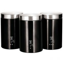 Black Silver Set de 3 Boîtes de Cuisine en Acier Inoxydable Robuste, Ø11 x 17,8 cm Design Noir / Inox - Berlinger Haus