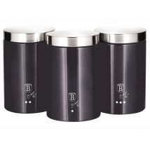 Carbon Pro Set de 3 Boîtes de Cuisine en Acier Inoxydable Robuste, Ø11 x 17,8 cm Design Gris Foncé / Inox - Berlinger Haus