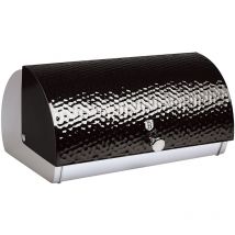 Primal Gloss Boîte à Pain, Couvercle Coulissant, Acier Inoxydable, Design Moderne Inox / Noir - Berlinger Haus