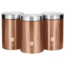 Rose Gold Set de 3 Boîtes de Cuisine en Acier Inoxydable Robuste, Ø11 x 17,8 cm Design Or Rose / Inox - Berlinger Haus