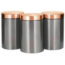 Berlinger Haus - Moonlight Set 3 Botes Cocina Almacenaje Acero Inoxidable, Diseño Moderno, Ø11x17,8cm Especias, Té ,Café Gris