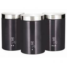 Berlinger Haus - Carbon Pro Set 3 Botes Cocina Almacenaje Acero Inoxidable, Diseño Moderno, Ø11x17,8cm Especias, Té ,Café Gris Oscuro
