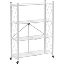 Berlinlodge-living Style At Best Price - berlinlodge klap Étagère pliable avec roulettes 4 étagères/compartiments Blanc Charge maximale 200kg HxLxP