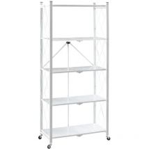 Berlinlodge-living Style At Best Price - berlinlodge klap Étagère pliable avec roulettes 5 étagères/compartiments Blanc Charge maximale 250kg HxLxP