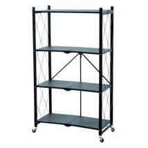 Berlinlodge-living Style At Best Price - berlinlodge klap Étagère pliante avec roulettes 4 tablettes / compartiments Noir Charge maximale 200kg HxlxP