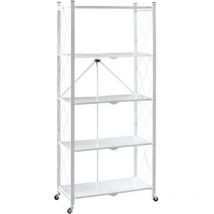 Berlinlodge-living Style At Best Price - berlinlodge klap Étagère pliable avec roulettes 5 étagères/compartiments Blanc Charge maximale 250 kg h x l