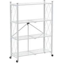 Berlinlodge-living Style At Best Price - berlinlodge klap Étagère pliable avec roulettes 4 étagères/compartiments Blanc Charge maximale 200kg HxLxP