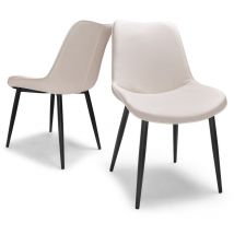 Frankystar - berlino - Set di 2 sedie di design in leatherette imbottita. Set di 2 sedie da pranzo, ufficio, studio. Sedute in ecopelle color crema