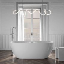 Bernstein - Baignoire îlot Acrylique ovale 180x75x58cm Blanc brillant + Bonde et trop plein - roma plus 2.0