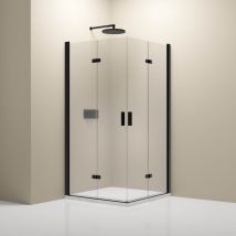 Bernstein - Cabine de douche d'angle 100x100x190cm (LxPxH) verre 8mm, 2 portes pliantes, Profilé noir mat - NT213 100 cm, 100 cm, Noir mat