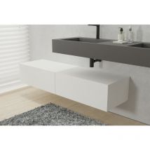 Meuble sous vasque mural design pré-assemblé en mdf laqué avec 2 tiroirs coulissants pour salle de bain - 150x43x28cm - TLB150 - Couleur au choixWeiß