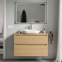 BERNSTEIN - Meuble sous vasque suspendu pour lavabo à poser, 2 tiroirs pivotants - Garantie 5 ans - 99,8x45,5x62cm - VIREO - Couleur meuble, Couleur