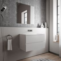 Bernstein - Meuble vasque de salle de bain mdf Blanc mat avec lavabo fonte minérale Blanc mat - 80x45,6x50cm - ava bruxelles -Blanc mat, Blanc mat