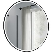 Miroir rond de salle de bain cadre noir + éclairage led 100cm, miroir chauffant avec allumage capteur de mouvement, intensité lumière réglable - varo
