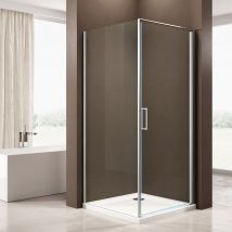 Paroi de douche d'angle, en verre véritable nano de 6mm EX416S - Hauteur 195 cm - 80x80cm, Avec receveur de douche et plat Mepa BW-5 - Bernstein