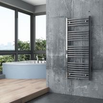 Radiateur sèche-serviettes design acier inoxydable de salle de bain - Chrome - R20C - Connexion et dimensions au choix1180x500mm, Ohne Handtuchhalter