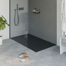 Receveur de douche extra-plat en fonte minérale - Anthracite mat - lavoa - 80x140cm - Bernstein