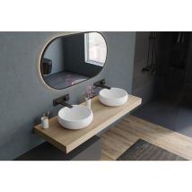 Vasque Lavabo design moderne rond à poser Lave main fonte minérale anti-décoloration Salle de bain & toilettes - NT8559 - Diamètre 36cm Blanc mat,