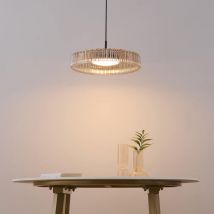 Bernsteinfarbene Hängeleuchte mit geripptem Glas - Damian