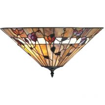 Interiors 1900 - Interiors Bernwood - 2 Light Medium Ceiling Flush Light Dark Bronze, Tiffany Glass, E27